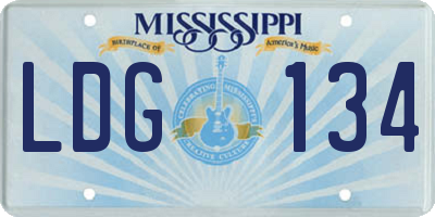 MS license plate LDG134