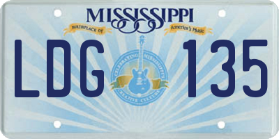 MS license plate LDG135