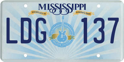 MS license plate LDG137