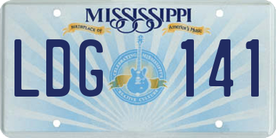 MS license plate LDG141