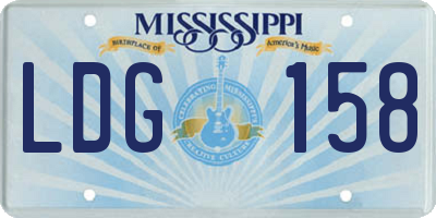 MS license plate LDG158