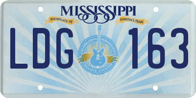 MS license plate LDG163