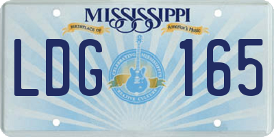 MS license plate LDG165