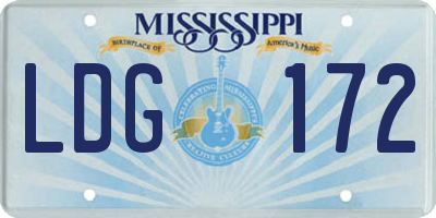 MS license plate LDG172