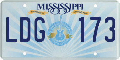 MS license plate LDG173