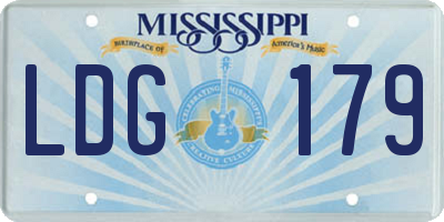 MS license plate LDG179