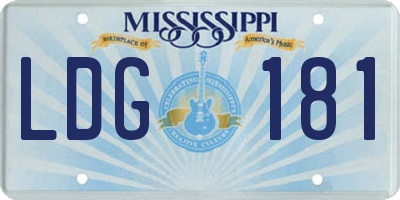 MS license plate LDG181