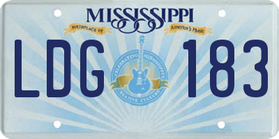 MS license plate LDG183