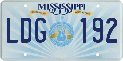 MS license plate LDG192