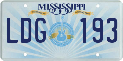MS license plate LDG193