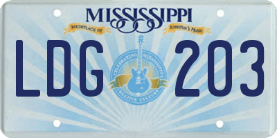 MS license plate LDG203