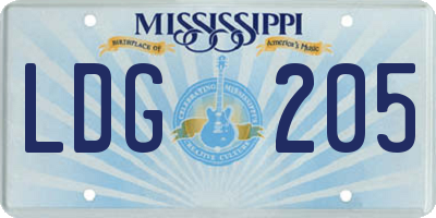 MS license plate LDG205
