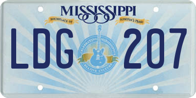 MS license plate LDG207