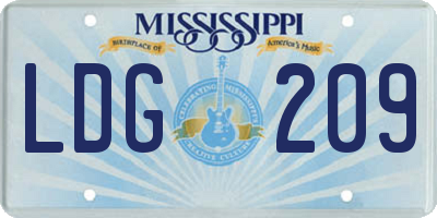 MS license plate LDG209