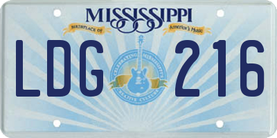 MS license plate LDG216