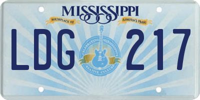 MS license plate LDG217