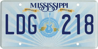MS license plate LDG218