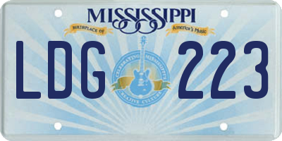 MS license plate LDG223