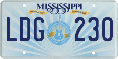 MS license plate LDG230
