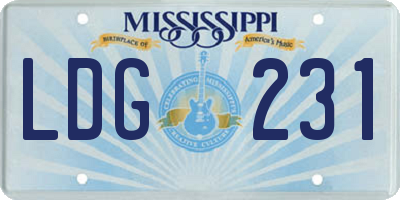 MS license plate LDG231