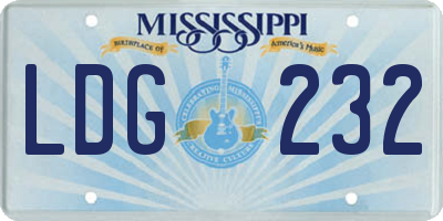 MS license plate LDG232