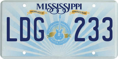 MS license plate LDG233