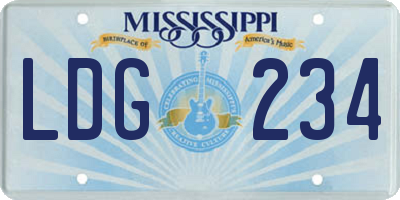 MS license plate LDG234