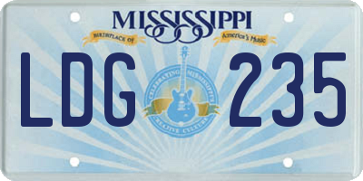 MS license plate LDG235