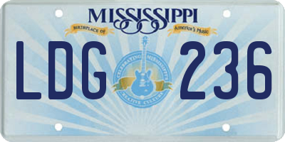 MS license plate LDG236