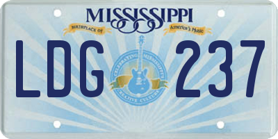 MS license plate LDG237