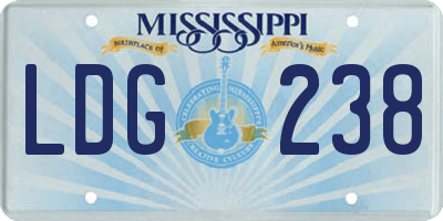 MS license plate LDG238