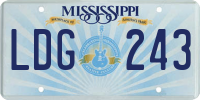 MS license plate LDG243