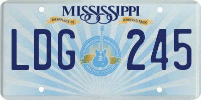 MS license plate LDG245