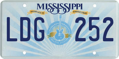 MS license plate LDG252