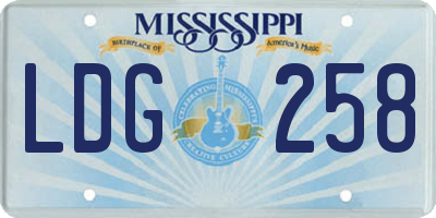 MS license plate LDG258