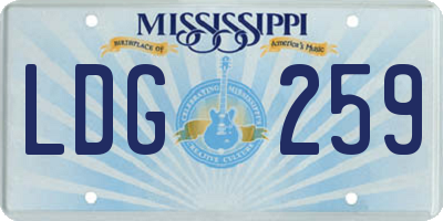 MS license plate LDG259