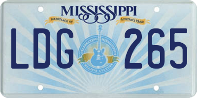 MS license plate LDG265