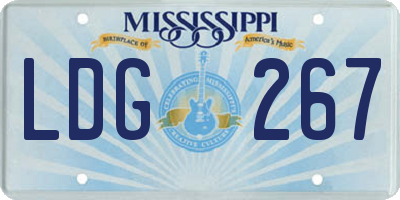 MS license plate LDG267