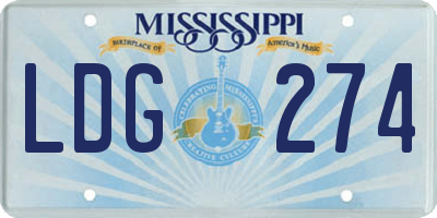 MS license plate LDG274