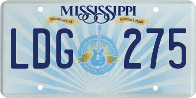 MS license plate LDG275
