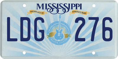MS license plate LDG276