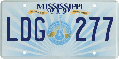 MS license plate LDG277