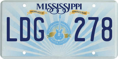 MS license plate LDG278