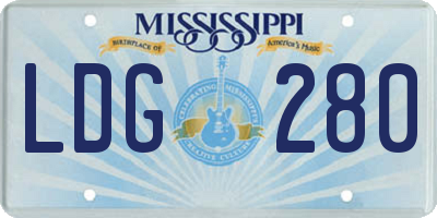 MS license plate LDG280