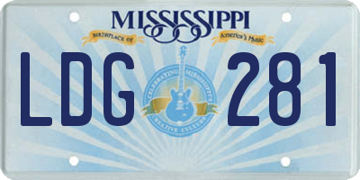 MS license plate LDG281