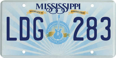MS license plate LDG283