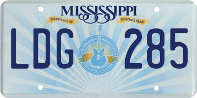 MS license plate LDG285