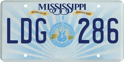 MS license plate LDG286