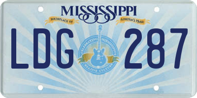 MS license plate LDG287
