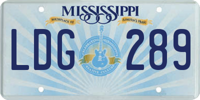 MS license plate LDG289